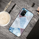 For OnePlus 8T Frosted Fashion Marble Shockproof TPU Protective Case(Light Blue Square)