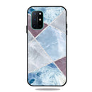 For OnePlus 8T Frosted Fashion Marble Shockproof TPU Protective Case(Light Blue Square)