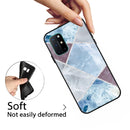 For OnePlus 8T Frosted Fashion Marble Shockproof TPU Protective Case(Light Blue Square)