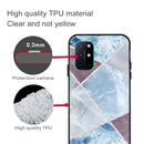 For OnePlus 8T Frosted Fashion Marble Shockproof TPU Protective Case(Light Blue Square)