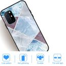 For OnePlus 8T Frosted Fashion Marble Shockproof TPU Protective Case(Light Blue Square)