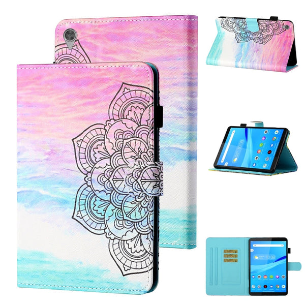 For Lenovo Tab M10 HD 2nd Gen TB-X306X Colored Drawing Stitching Horizontal Flip Leather Case TPU Bottom Case with Holder & Card Slots & Anti-skid Strip & Pen Slot & Sleep / Wake-up(Colorful Mandala)