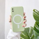 Liquid Silicone Full Coverage Shockproof Magsafe Case For iPhone X / XS(Light Green)