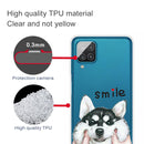 For Samsung Galaxy A12 Colored Drawing Clear TPU Protective Cases(Pinch Face Dog)