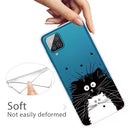 For Samsung Galaxy A12 Colored Drawing Clear TPU Protective Cases(Black And White Rat)