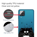 For Samsung Galaxy A12 Colored Drawing Clear TPU Protective Cases(Black And White Rat)