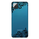 For Samsung Galaxy A12 Shockproof Painted Transparent TPU Protective Case(Lace Flower)