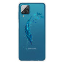 For Samsung Galaxy A12 Shockproof Painted Transparent TPU Protective Case(Feather)