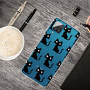 For Samsung Galaxy A12 Shockproof Painted Transparent TPU Protective Case(Black Cat)
