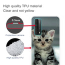For Huawei P Smart 2021 Shockproof Painted Transparent TPU Protective Case(Sitting Cat)