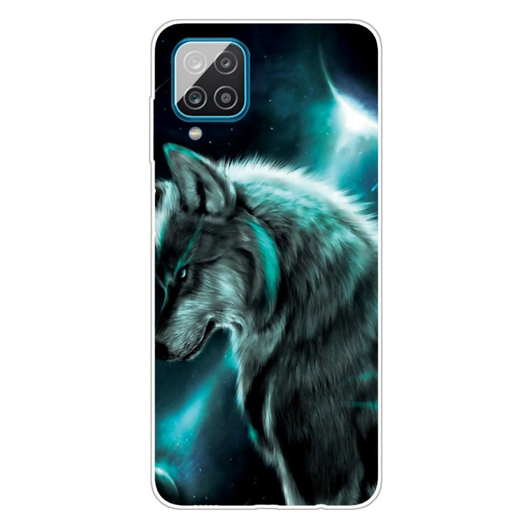 For Samsung Galaxy A12 Shockproof Painted Transparent TPU Protective Case(Moonlight Wolf)