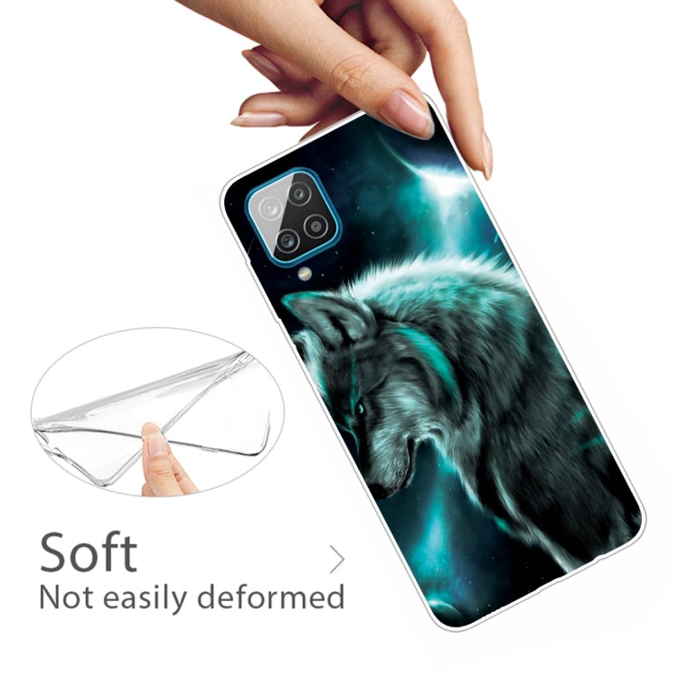 For Samsung Galaxy A12 Shockproof Painted Transparent TPU Protective Case(Moonlight Wolf)