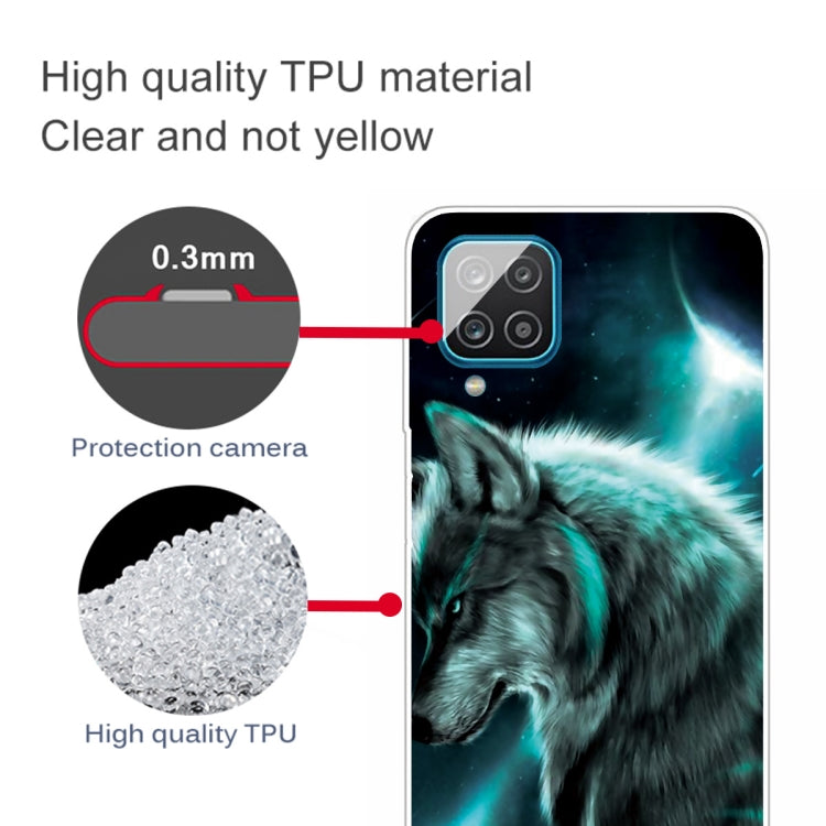 For Samsung Galaxy A12 Shockproof Painted Transparent TPU Protective Case(Moonlight Wolf)