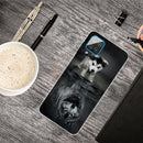 For Samsung Galaxy A12 Shockproof Painted Transparent TPU Protective Case(Reflected Wolf)