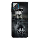 For Samsung Galaxy A12 Shockproof Painted Transparent TPU Protective Case(Reflected Wolf)
