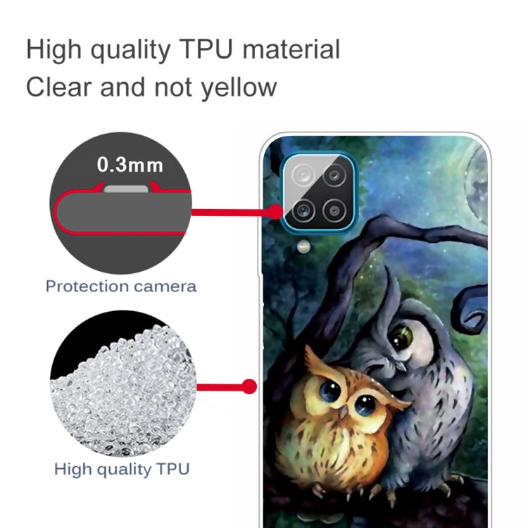 For Samsung Galaxy A12 Shockproof Painted Transparent TPU Protective Case(Owl)