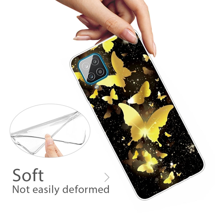 For Samsung Galaxy A12 Shockproof Painted Transparent TPU Protective Case(Dorking Butterfly)