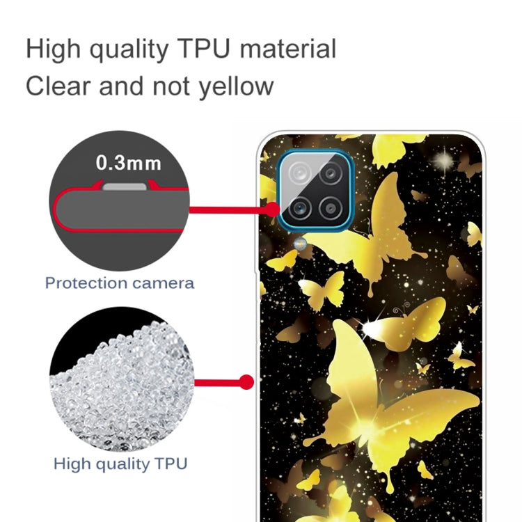 For Samsung Galaxy A12 Shockproof Painted Transparent TPU Protective Case(Dorking Butterfly)