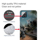 For Samsung Galaxy A12 Shockproof Painted Transparent TPU Protective Case(Glass Tiger)
