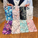 Splicing Marble Pattern Gilding TPU Protective Case with Foldable Holder For iPhone 11(Pink Grey)