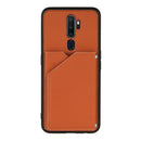 For OPPO A9 2020 Skin Feel PU + TPU + PC Back Cover Shockproof Case with Card Slots & Holder & Photo Frame(Brown)