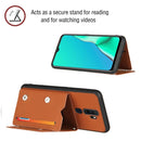 For OPPO A9 2020 Skin Feel PU + TPU + PC Back Cover Shockproof Case with Card Slots & Holder & Photo Frame(Brown)