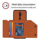 For OPPO A9 2020 Skin Feel PU + TPU + PC Back Cover Shockproof Case with Card Slots & Holder & Photo Frame(Brown)