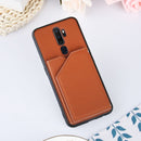 For OPPO A9 2020 Skin Feel PU + TPU + PC Back Cover Shockproof Case with Card Slots & Holder & Photo Frame(Brown)