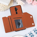 For OPPO A9 2020 Skin Feel PU + TPU + PC Back Cover Shockproof Case with Card Slots & Holder & Photo Frame(Brown)