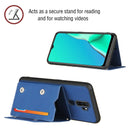For OPPO A9 2020 Skin Feel PU + TPU + PC Back Cover Shockproof Case with Card Slots & Holder & Photo Frame(Royal Blue)
