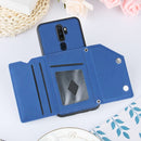 For OPPO A9 2020 Skin Feel PU + TPU + PC Back Cover Shockproof Case with Card Slots & Holder & Photo Frame(Royal Blue)