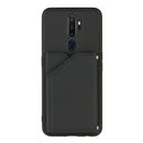 For OPPO A9 2020 Skin Feel PU + TPU + PC Back Cover Shockproof Case with Card Slots & Holder & Photo Frame(Black)