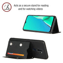 For OPPO A9 2020 Skin Feel PU + TPU + PC Back Cover Shockproof Case with Card Slots & Holder & Photo Frame(Black)