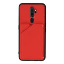 For OPPO A9 2020 Skin Feel PU + TPU + PC Back Cover Shockproof Case with Card Slots & Holder & Photo Frame(Red)