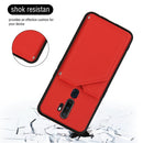 For OPPO A9 2020 Skin Feel PU + TPU + PC Back Cover Shockproof Case with Card Slots & Holder & Photo Frame(Red)