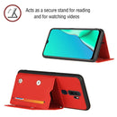 For OPPO A9 2020 Skin Feel PU + TPU + PC Back Cover Shockproof Case with Card Slots & Holder & Photo Frame(Red)