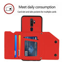 For OPPO A9 2020 Skin Feel PU + TPU + PC Back Cover Shockproof Case with Card Slots & Holder & Photo Frame(Red)