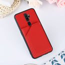 For OPPO A9 2020 Skin Feel PU + TPU + PC Back Cover Shockproof Case with Card Slots & Holder & Photo Frame(Red)