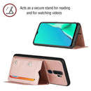 For OPPO A9 2020 Skin Feel PU + TPU + PC Back Cover Shockproof Case with Card Slots & Holder & Photo Frame(Rose Gold)