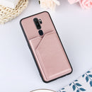 For OPPO A9 2020 Skin Feel PU + TPU + PC Back Cover Shockproof Case with Card Slots & Holder & Photo Frame(Rose Gold)