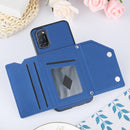 For OPPO A52 & A72 & A92 Skin Feel PU + TPU + PC Back Cover Shockproof Case with Card Slots & Holder & Photo Frame(Royal Blue)
