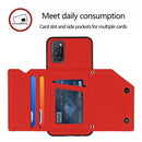 For OPPO A52 & A72 & A92 Skin Feel PU + TPU + PC Back Cover Shockproof Case with Card Slots & Holder & Photo Frame(Red)