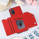 For OPPO A52 & A72 & A92 Skin Feel PU + TPU + PC Back Cover Shockproof Case with Card Slots & Holder & Photo Frame(Red)