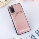 For OPPO A52 & A72 & A92 Skin Feel PU + TPU + PC Back Cover Shockproof Case with Card Slots & Holder & Photo Frame(Rose Gold)