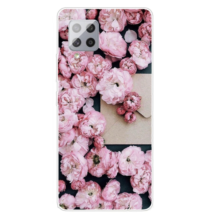 For Samsung Galaxy A42 5G Shockproof Painted Transparent TPU Protective Case(Envelope Rose)
