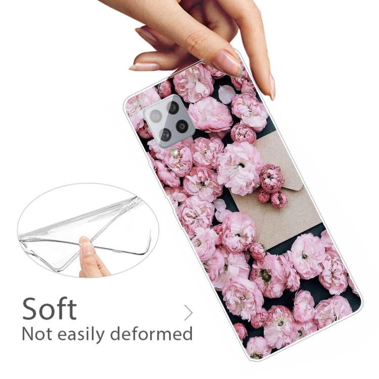 For Samsung Galaxy A42 5G Shockproof Painted Transparent TPU Protective Case(Envelope Rose)