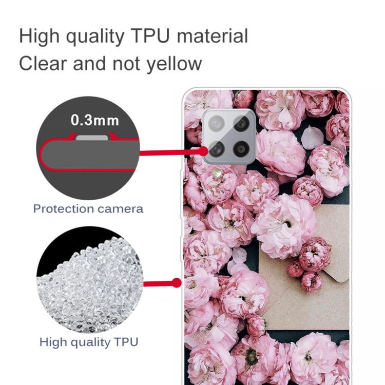 For Samsung Galaxy A42 5G Shockproof Painted Transparent TPU Protective Case(Envelope Rose)