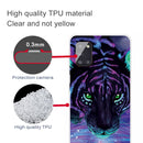 For Samsung Galaxy A51 Shockproof Painted Transparent TPU Protective Case(Purple Tiger)