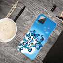 For Samsung Galaxy A12 Shockproof Painted Transparent TPU Protective Case(Blue Butterfly)