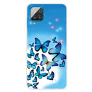 For Samsung Galaxy A12 Shockproof Painted Transparent TPU Protective Case(Blue Butterfly)